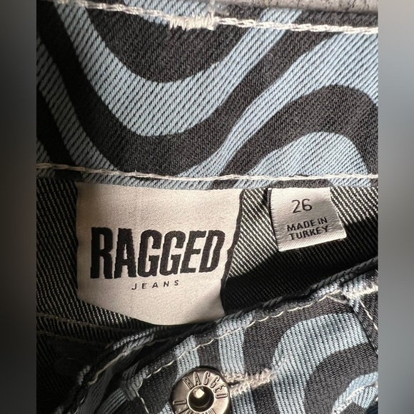 Ragged Priest Black and White Wave Dad wide leg jeans goth emo rave 26 - Picture 7 of 11